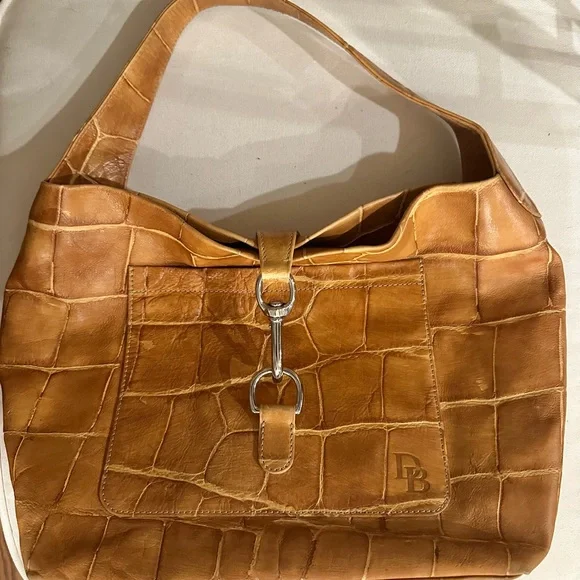 Dooney & Bourke Caramel Croc-Embossed Shoulder Bag - Picture 2 of 11